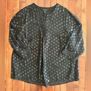 Adrienne Vittadini Women’s Black Polka Dot Blouse Size 1X